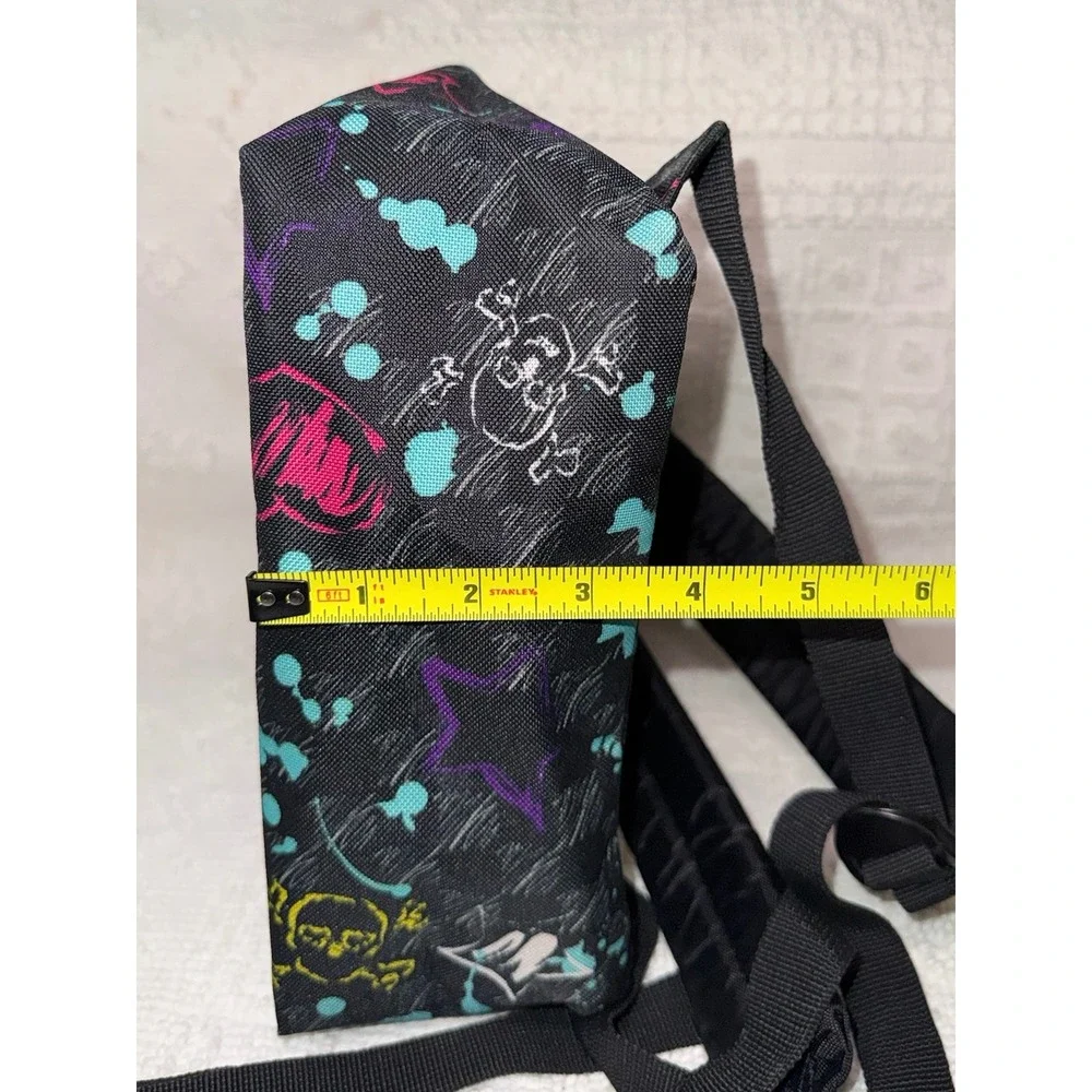 Yak‎ Pak Mini Backpack Graffiti Skull Print Black Neon Small Daypack Streetwear